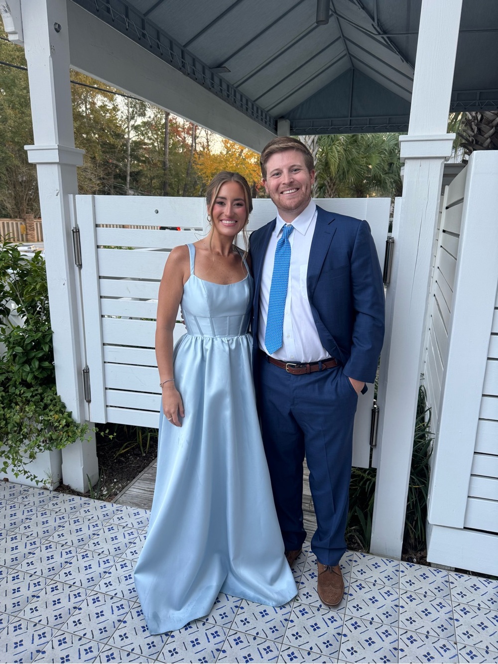 Elegant Satin Light Blue Evening Gown - bridesmaids 6